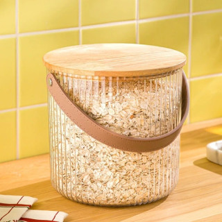 سطل شیاردار لیمون ۳ لیتر درب چوبی